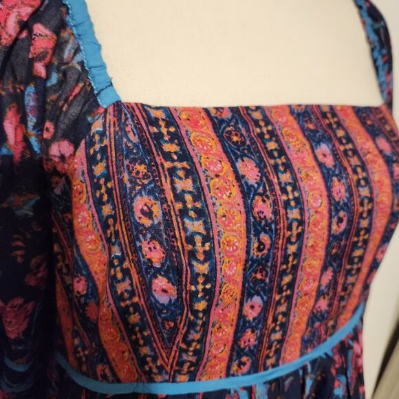 NWT free People Endless Afternoon Boho Mini Dress Balloon Sleeve  SZ L - Picture 5 of 16